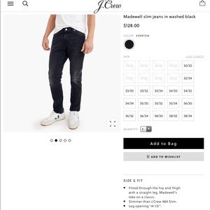 NWOT Madewell Washed Black Slim Jeans 32